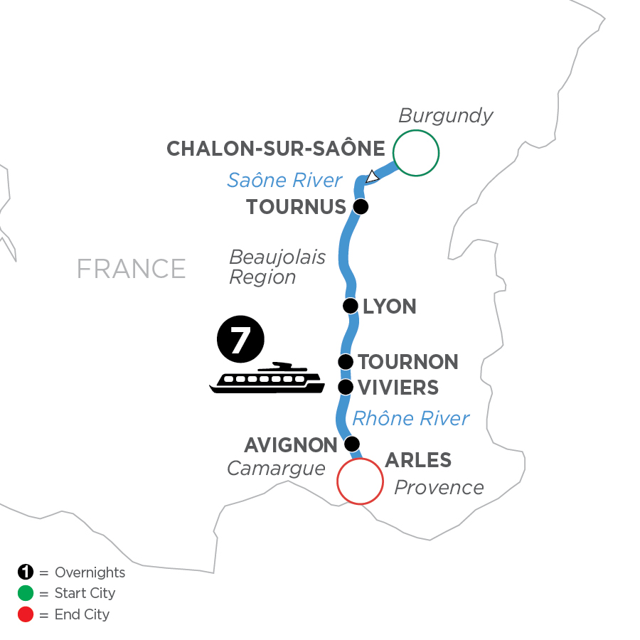 Map French river cruise 2
