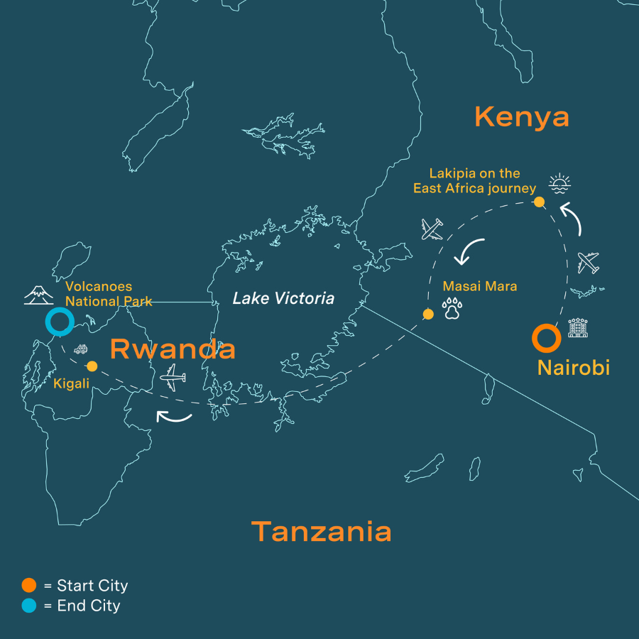 Kenyan Safaris & Rwanda Gorilla Trek Maps-Itinerary-02