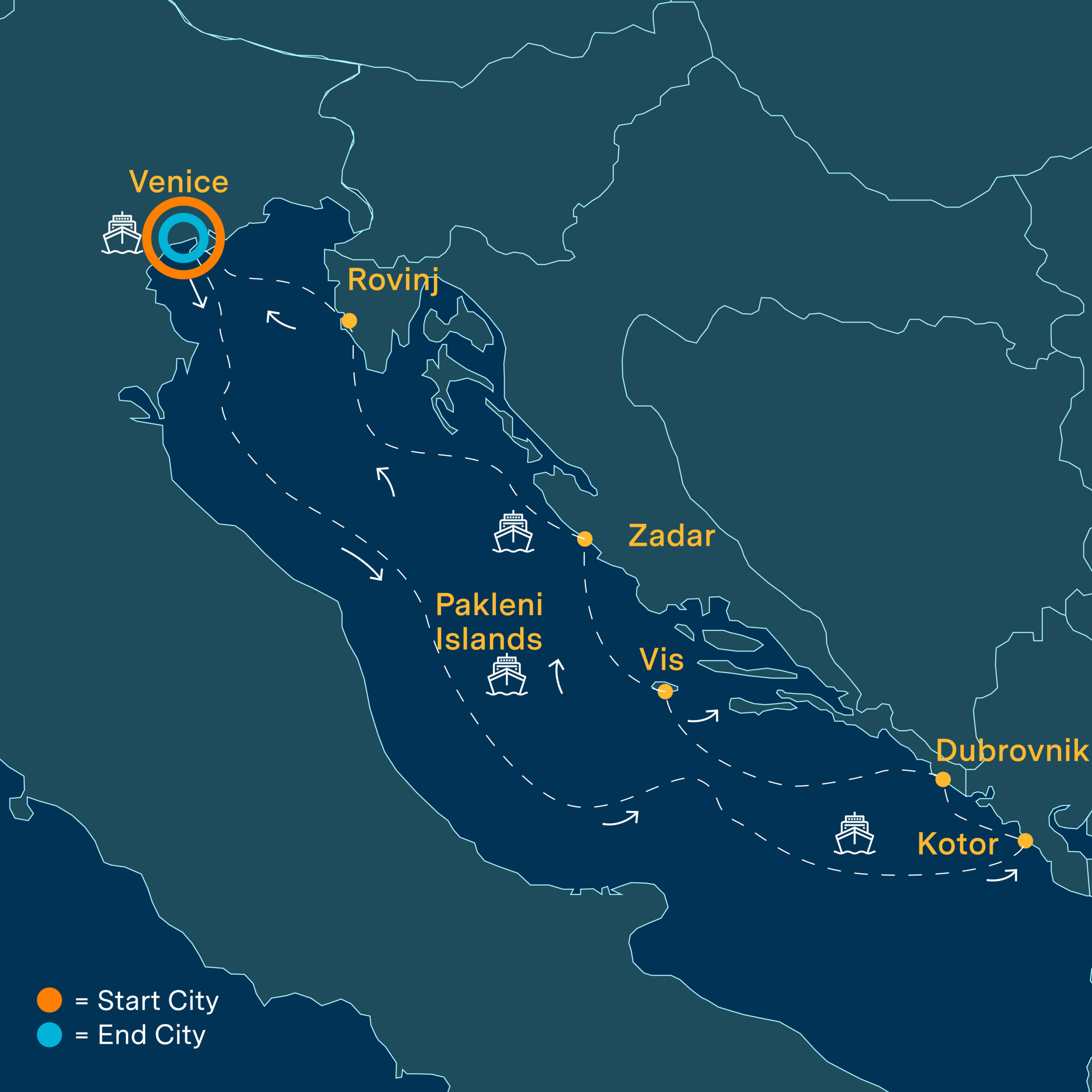 Source Journeys Venice to Croatia Royal Clipper Map